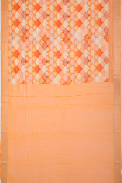 Chanderi Silk Printed Orange Saree