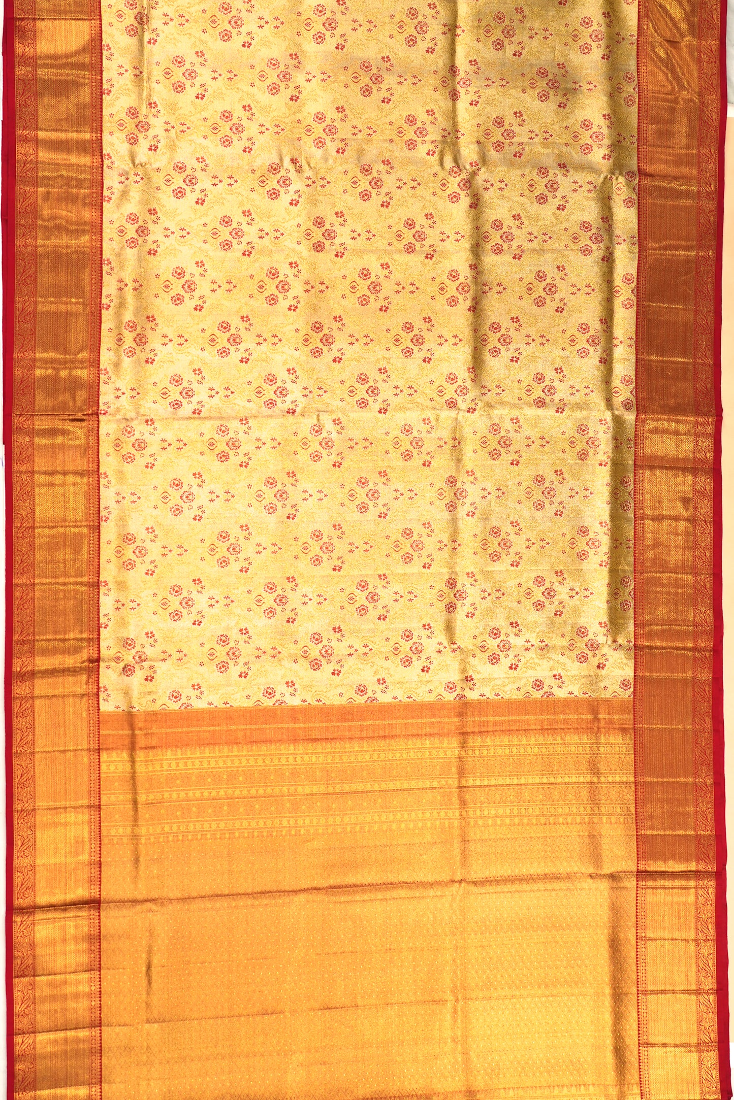 Kanchipuram Silk Tissue Brocade Gold Saree