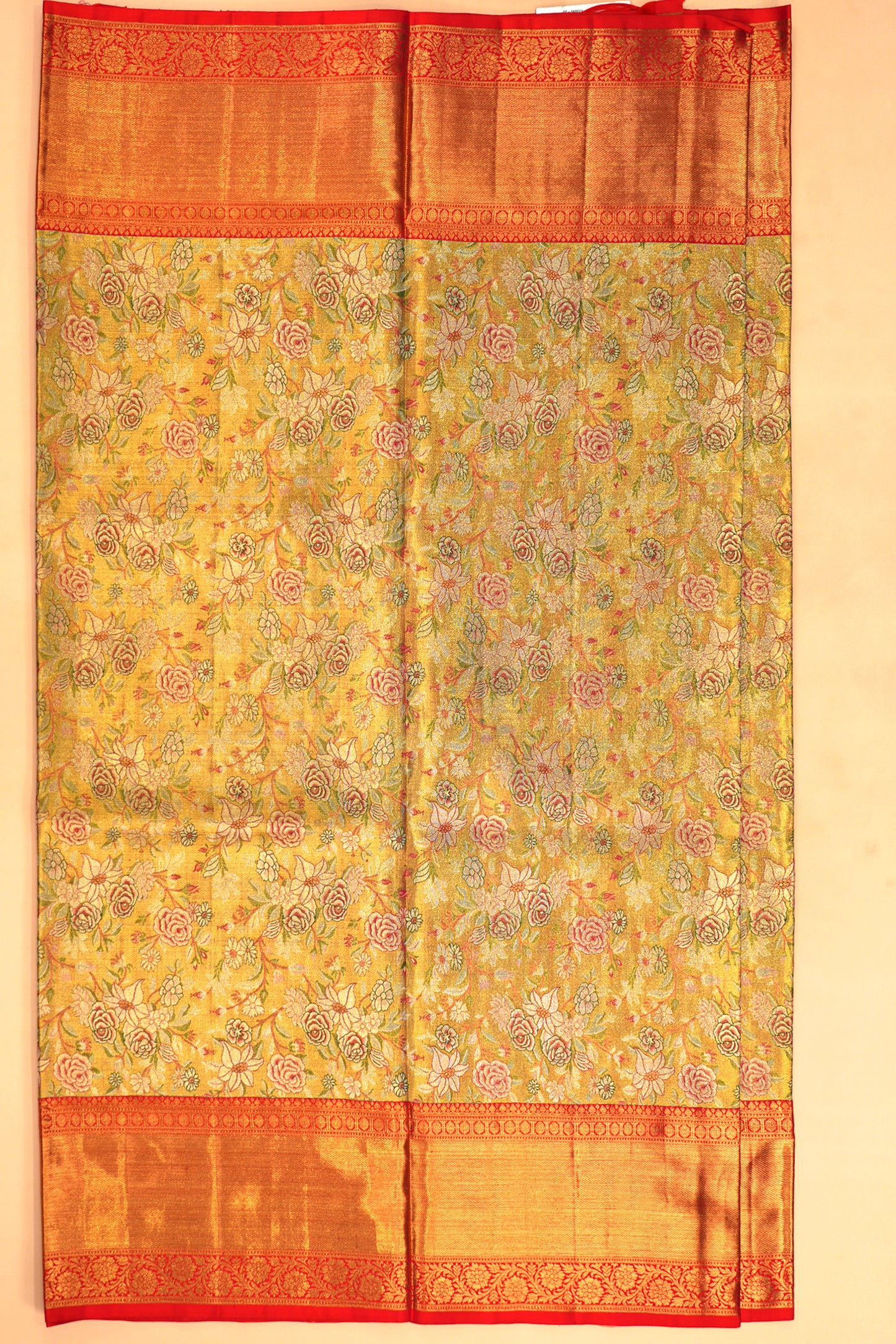 Kanchipuram Silk Tissue Brocade Gold Saree