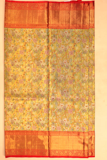 Kanchipuram Silk Tissue Brocade Gold Saree