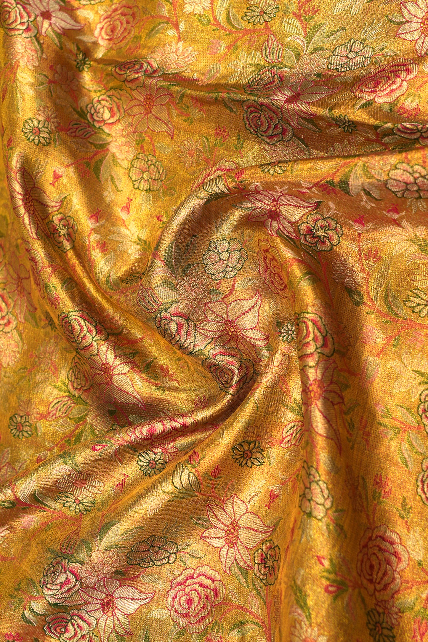 Kanchipuram Silk Tissue Brocade Gold Saree