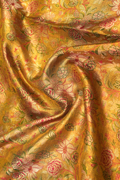 Kanchipuram Silk Tissue Brocade Gold Saree