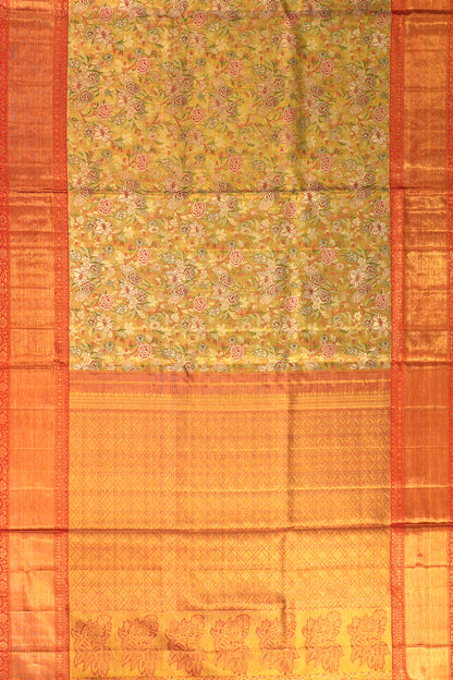 Kanchipuram Silk Tissue Brocade Gold Saree
