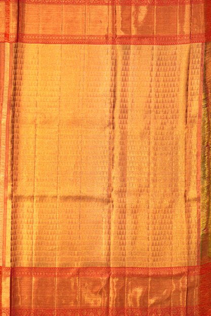 Kanchipuram Silk Tissue Brocade Gold Saree