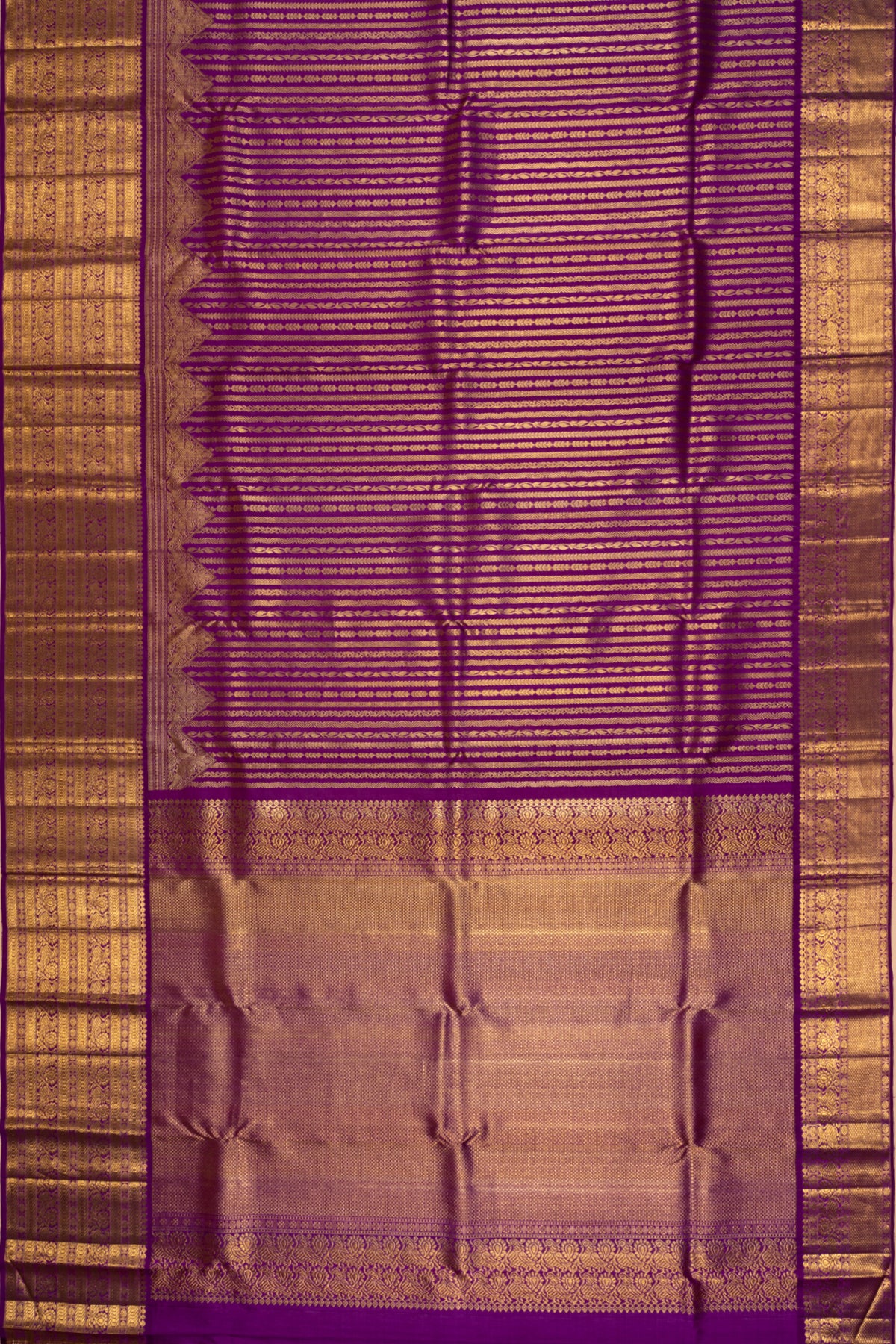 Kanchipuram Silk Vertical Brocade Purple Saree