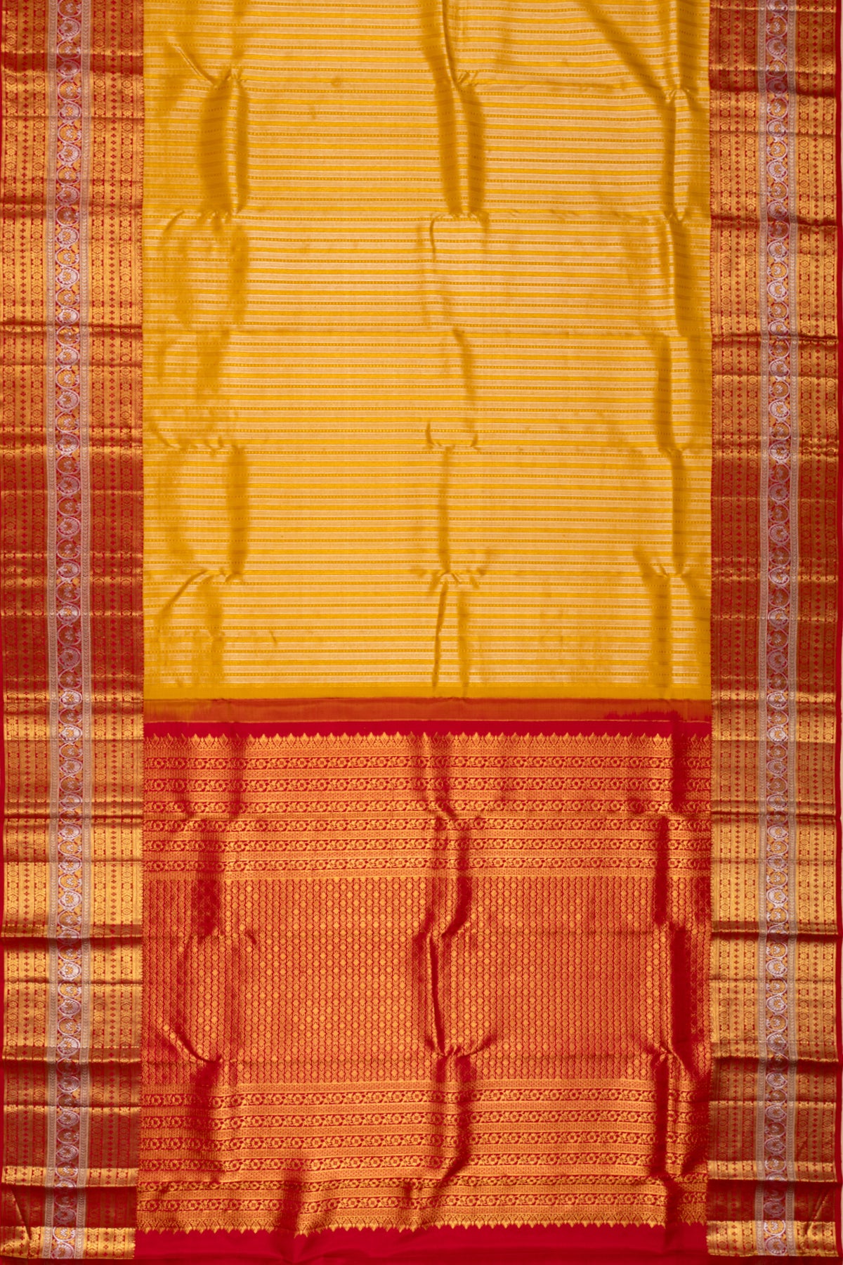 Kanchipuram Silk Brocade Yellow Saree