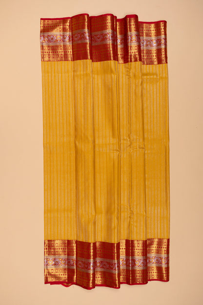Kanchipuram Silk Brocade Yellow Saree