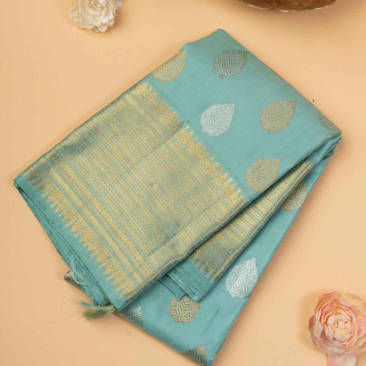 Kanchipuram Silk Butta Sky Blue Saree
