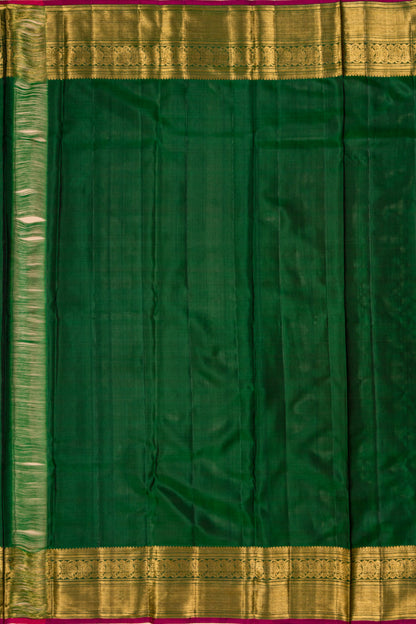 Kanchipuram Silk Brocade Bottle Green Saree