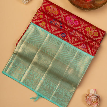 Kanchipuram Silk Brocade Red Saree