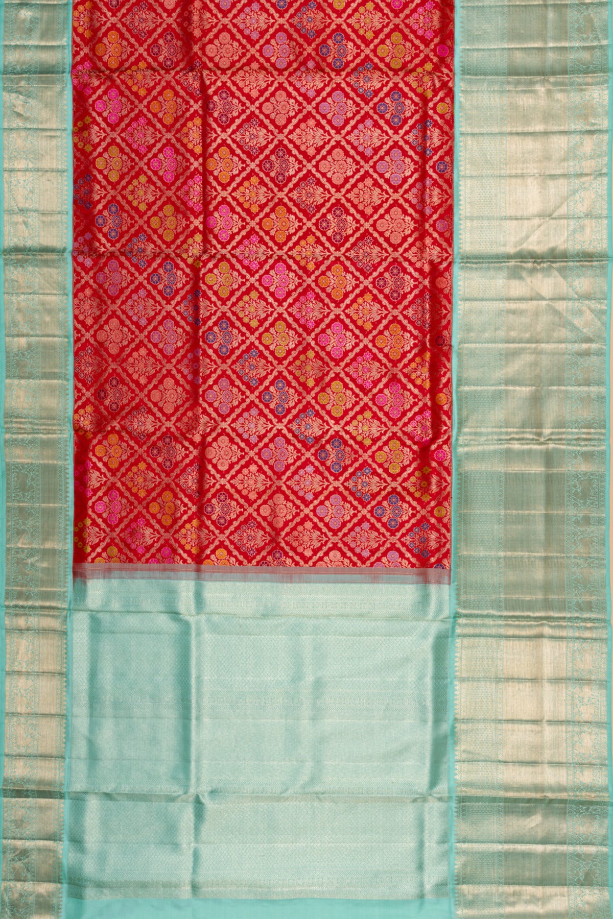 Kanchipuram Silk Brocade Red Saree