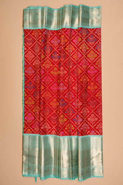 Kanchipuram Silk Brocade Red Saree