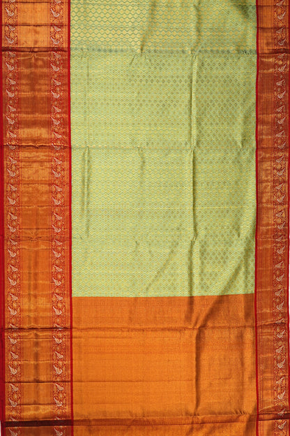Kanchipuram Silk Tissue Brocade Pista Green Saree