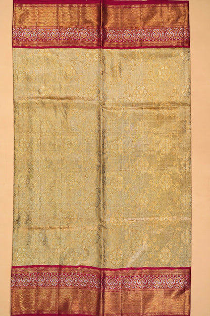 Kanchipuram Silk Tissue Jaal Gold Saree