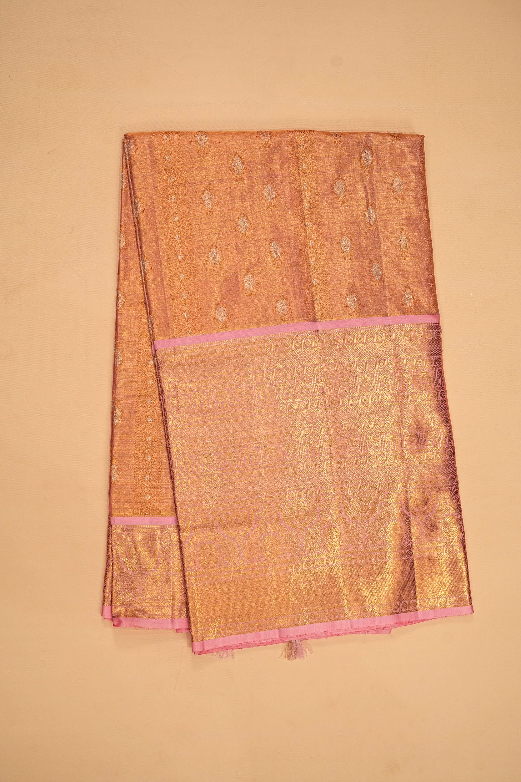 Kanchipuram Silk Tissue Butta Pink Saree
