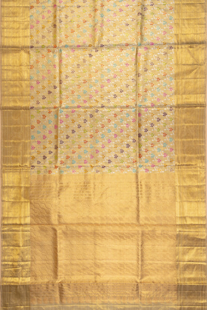 Kanchipuram Silk Tissue Jaal Gold Saree