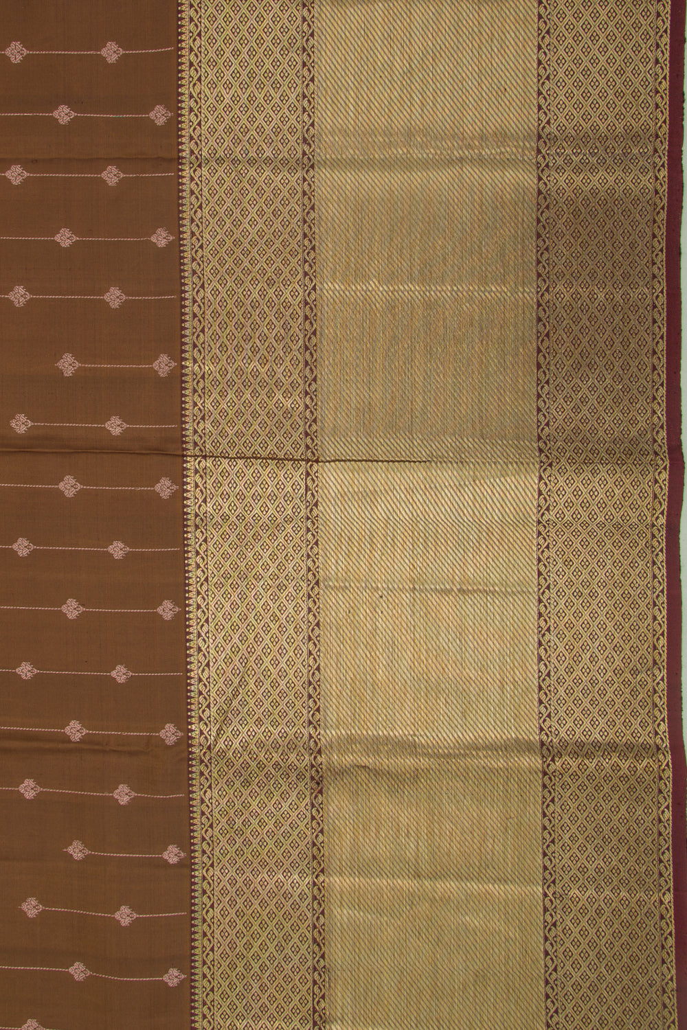 Kanchipuram Silk Brocade Brown Saree