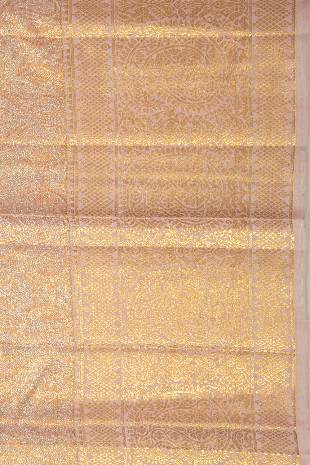 Kanchipuram Silk Tissue Brocade Peach Saree