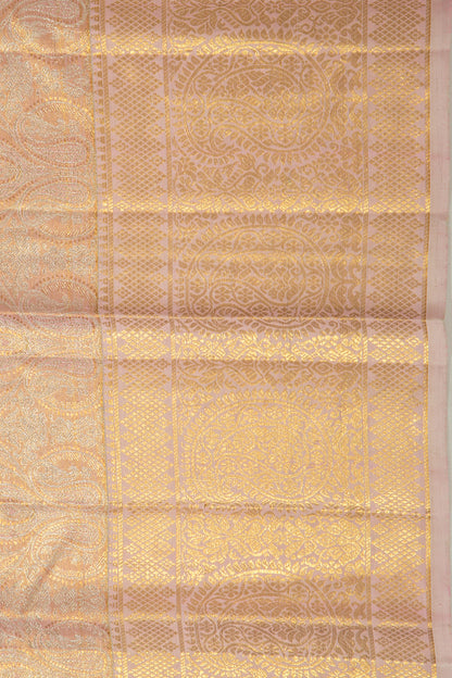 Kanchipuram Silk Tissue Brocade Peach Saree