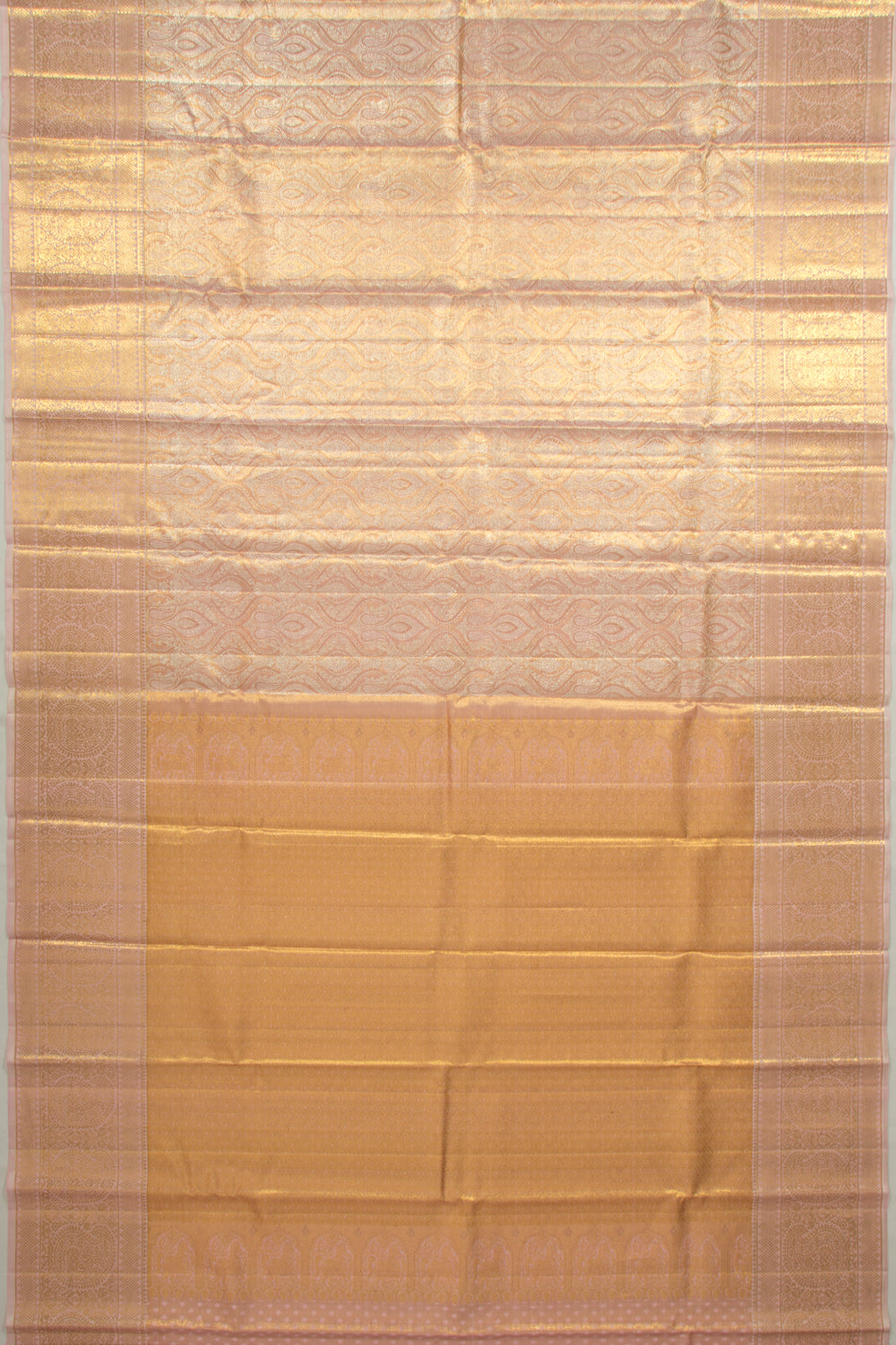 Kanchipuram Silk Tissue Brocade Peach Saree