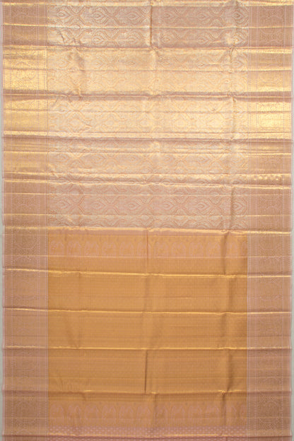 Kanchipuram Silk Tissue Brocade Peach Saree