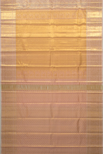 Kanchipuram Silk Tissue Brocade Peach Saree