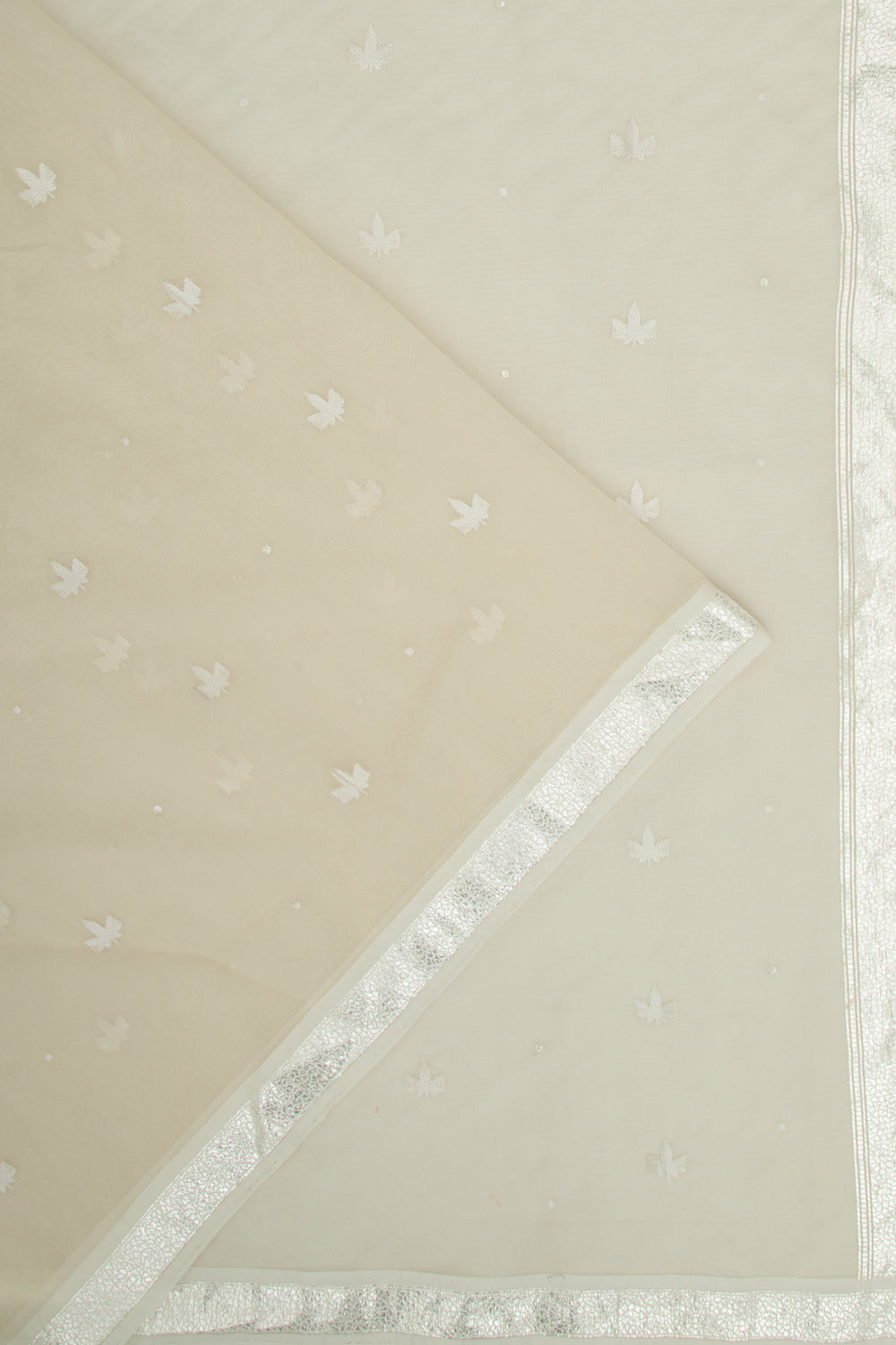 Banarasi Kora Organza Butta Off White Saree