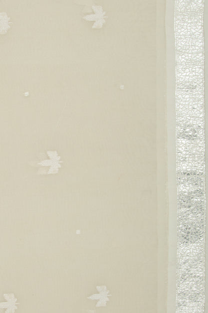 Banarasi Kora Organza Butta Off White Saree