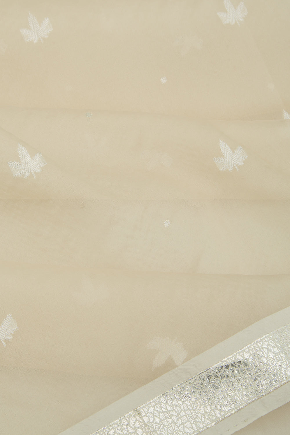 Banarasi Kora Organza Butta Off White Saree