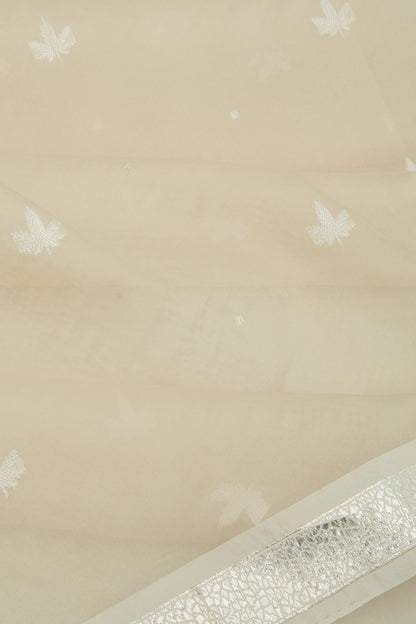 Banarasi Kora Organza Butta Off White Saree