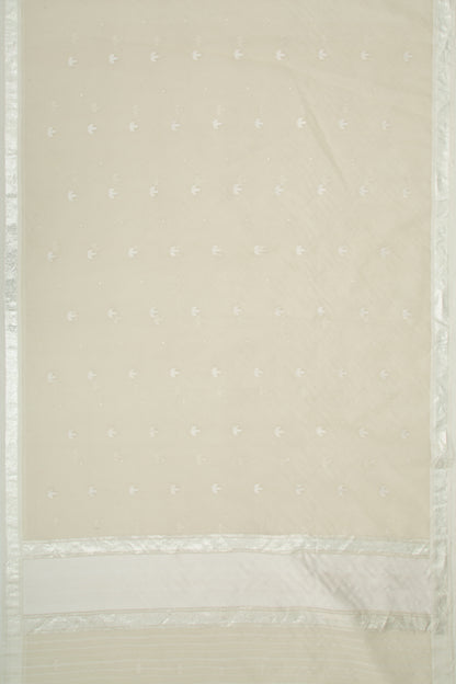 Banarasi Kora Organza Butta Off White Saree