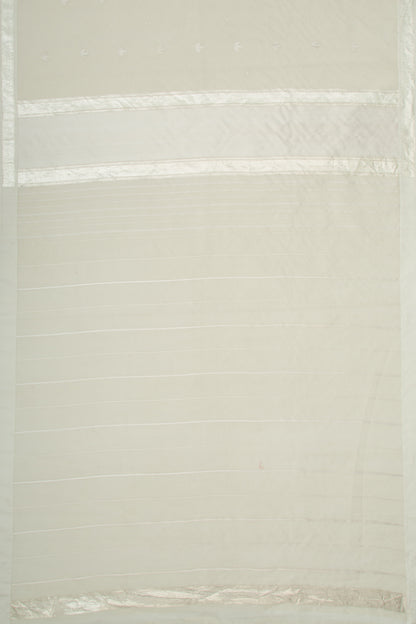 Banarasi Kora Organza Butta Off White Saree
