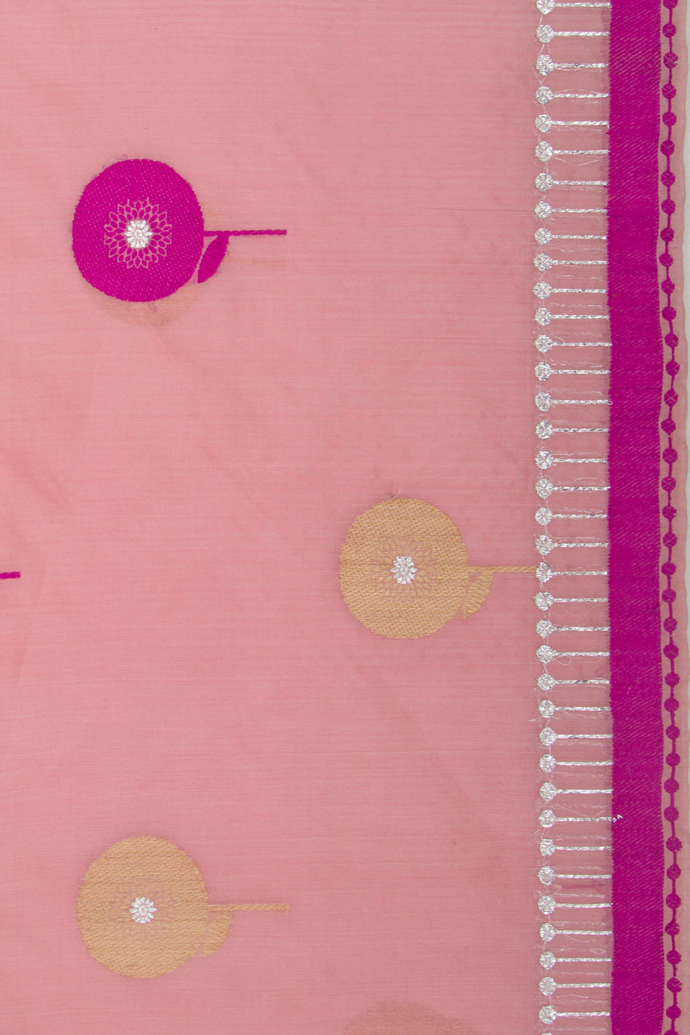 Banarasi Kora Organza Butta Baby Pink Saree