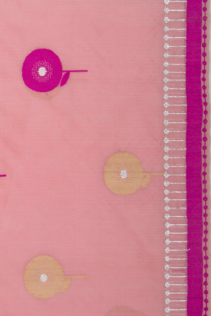 Banarasi Kora Organza Butta Baby Pink Saree