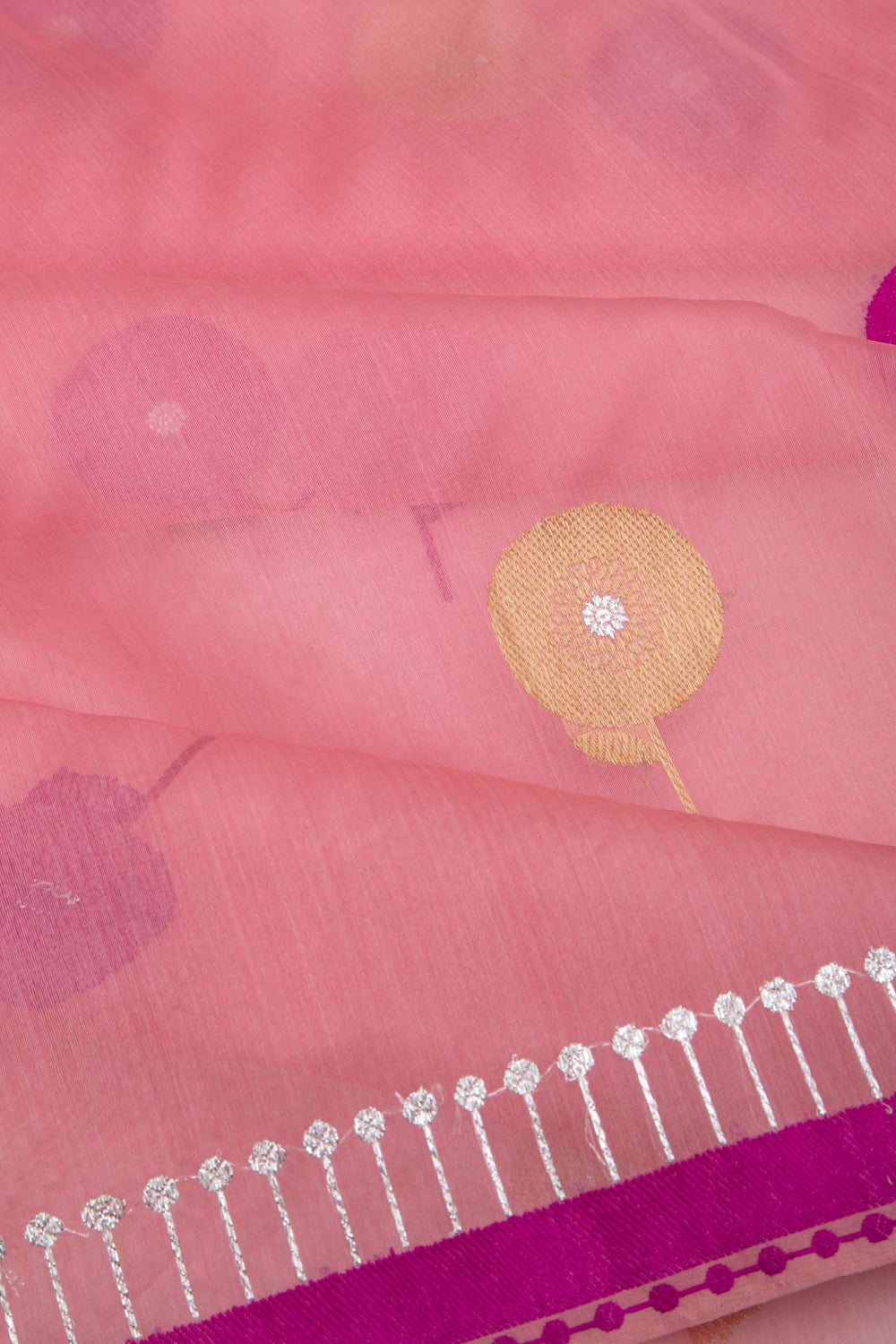 Banarasi Kora Organza Butta Baby Pink Saree