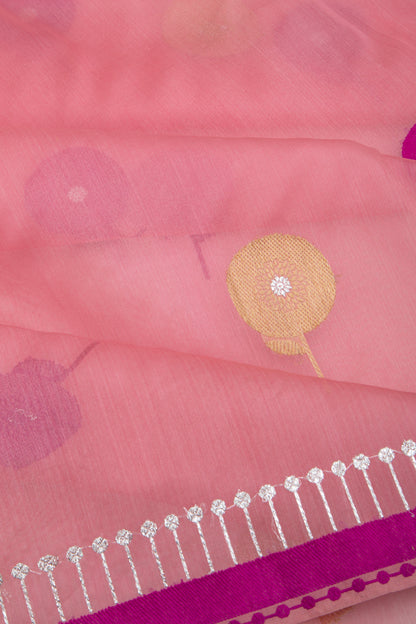 Banarasi Kora Organza Butta Baby Pink Saree