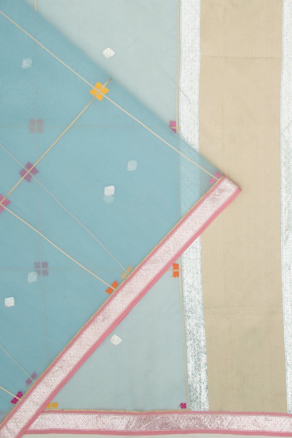 Banarasi Kora Organza Butta Pastel Blue Saree