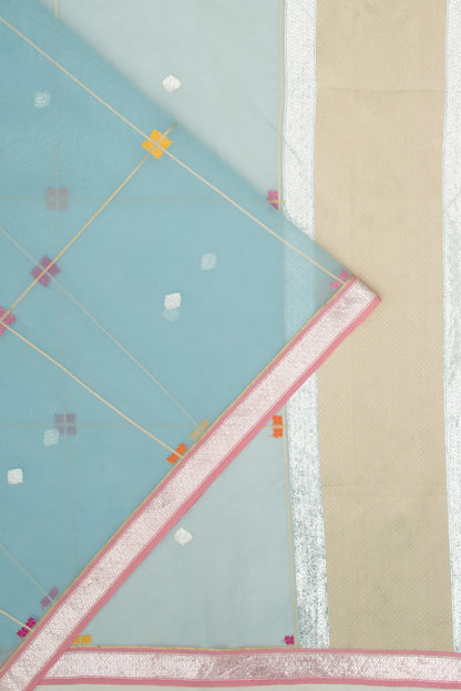 Banarasi Kora Organza Butta Pastel Blue Saree