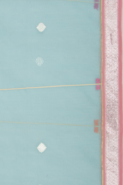 Banarasi Kora Organza Butta Pastel Blue Saree