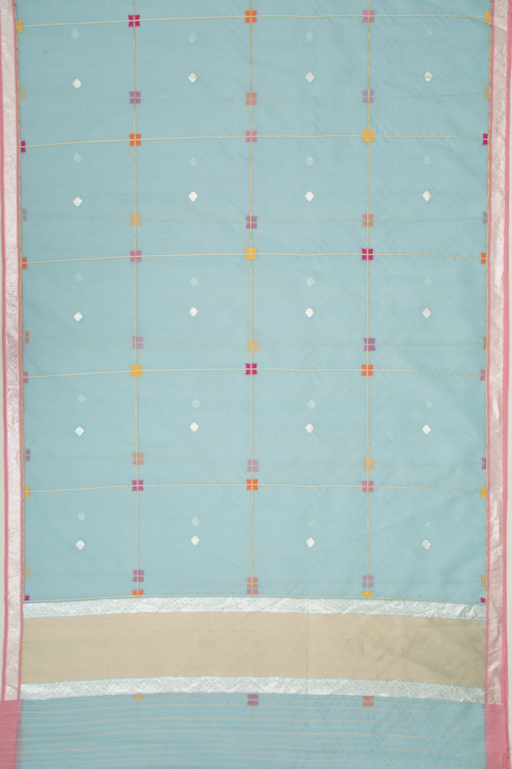 Banarasi Kora Organza Butta Pastel Blue Saree