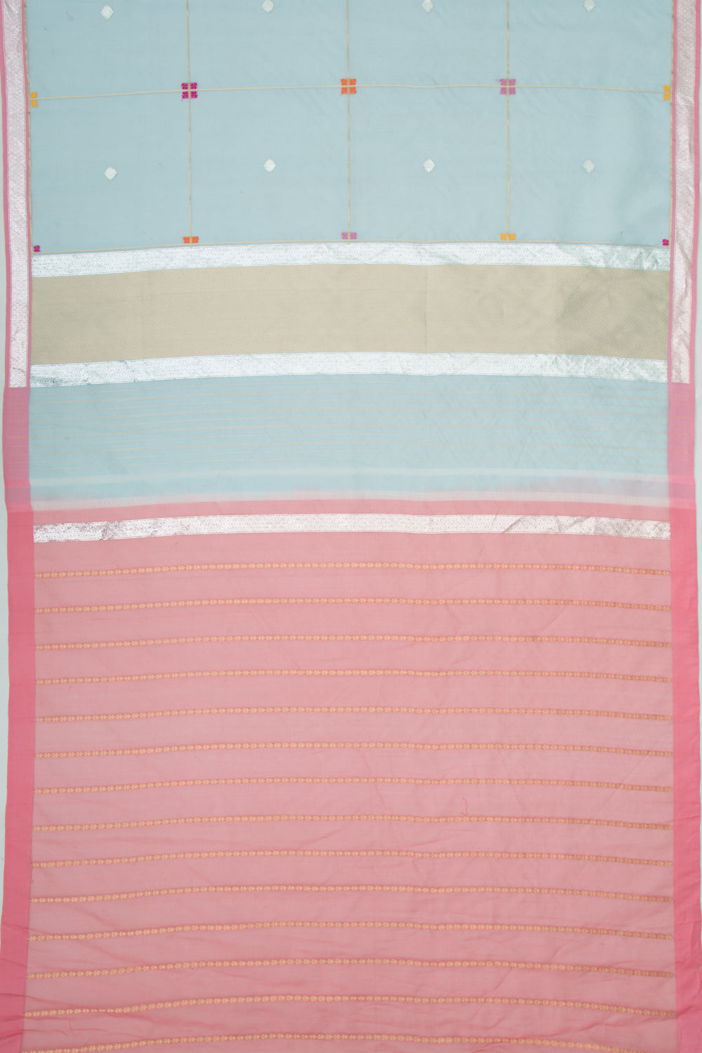 Banarasi Kora Organza Butta Pastel Blue Saree