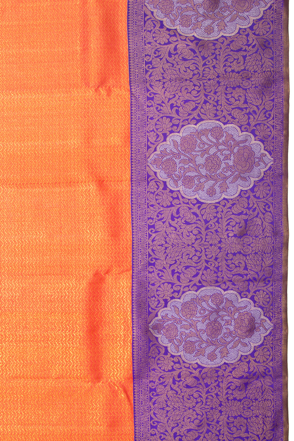 Kanchipuram Silk Brocade Orange Saree