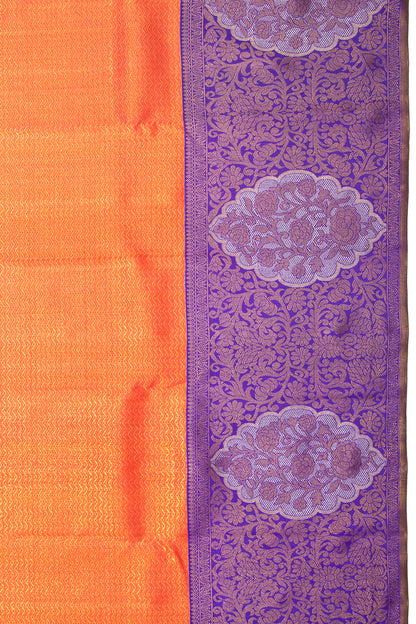 Kanchipuram Silk Brocade Orange Saree