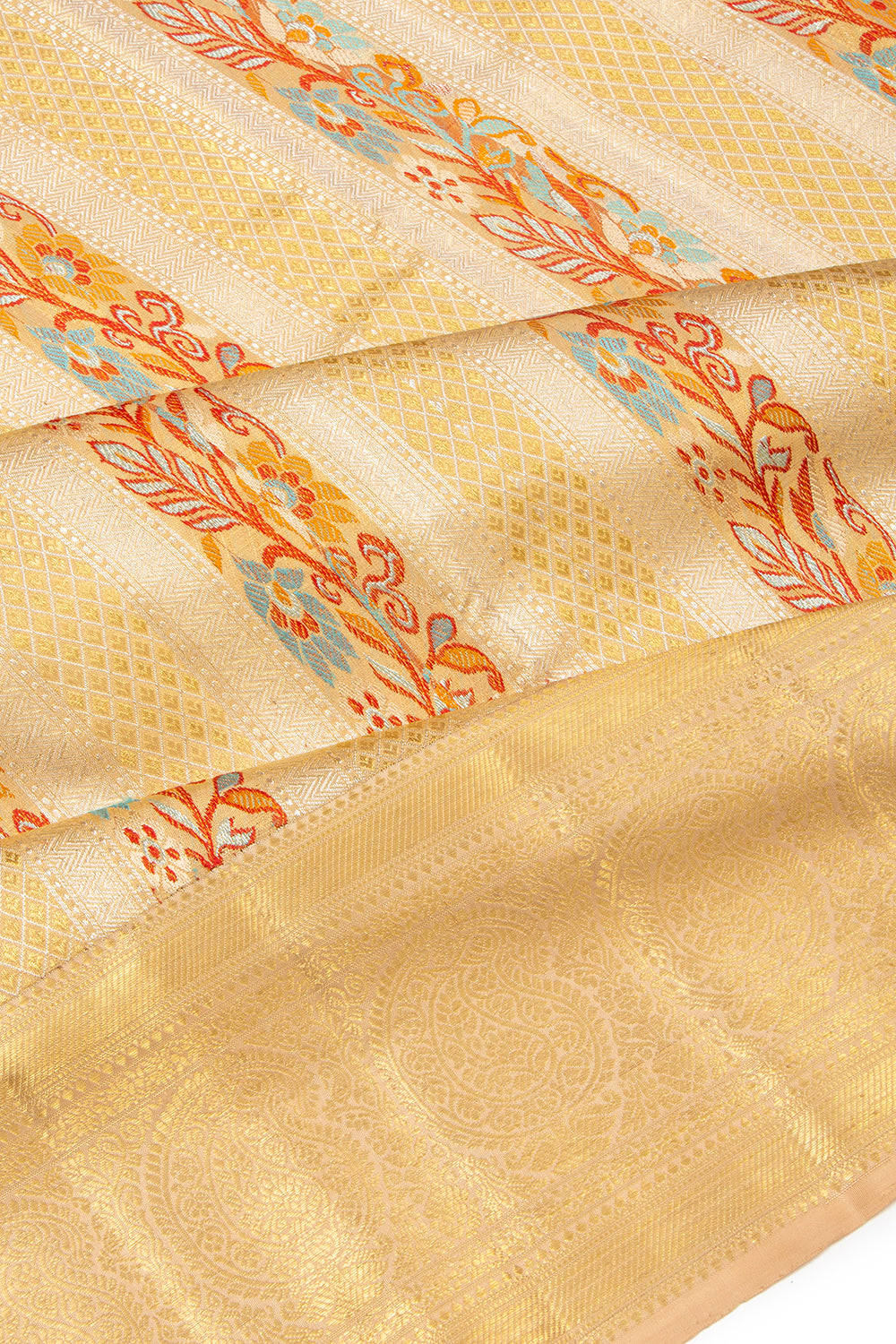 Kanchipuram Silk Brocade Gold Saree