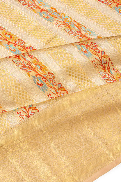 Kanchipuram Silk Brocade Gold Saree