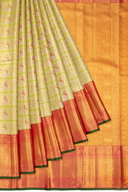 Kanchipuram Silk Tissue Brocade Green Saree