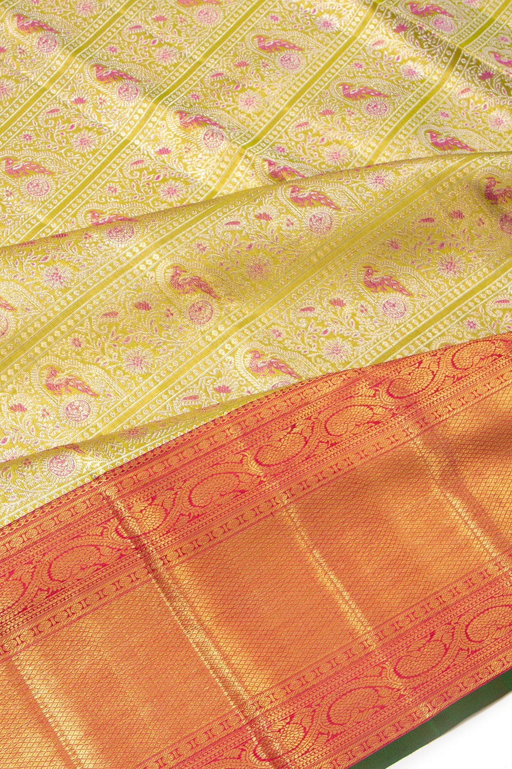 Kanchipuram Silk Tissue Brocade Green Saree