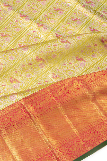 Kanchipuram Silk Tissue Brocade Green Saree