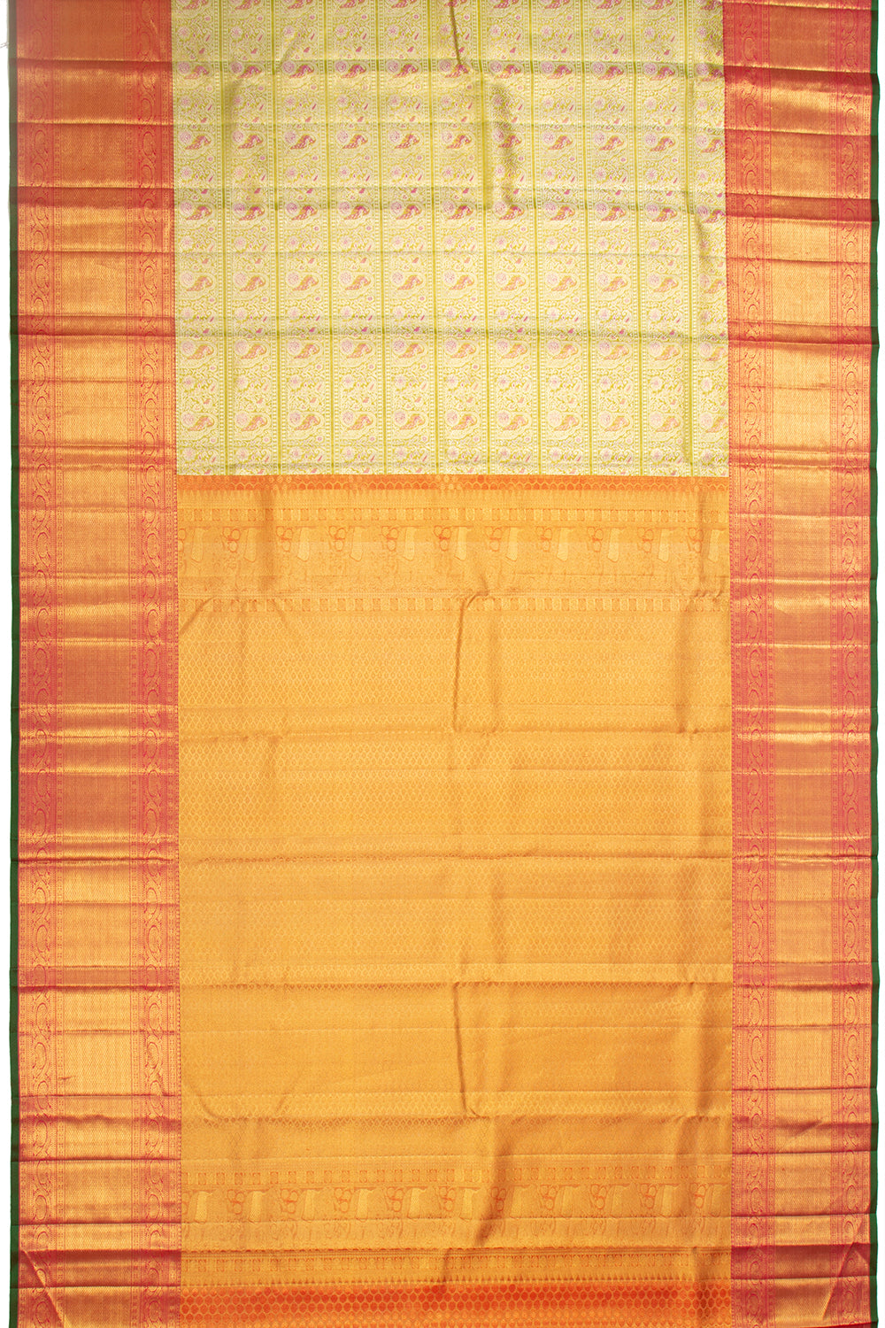 Kanchipuram Silk Tissue Brocade Green Saree