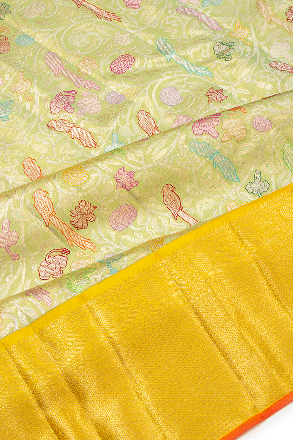Kanchipuram Silk Tissue Jaal Green Saree